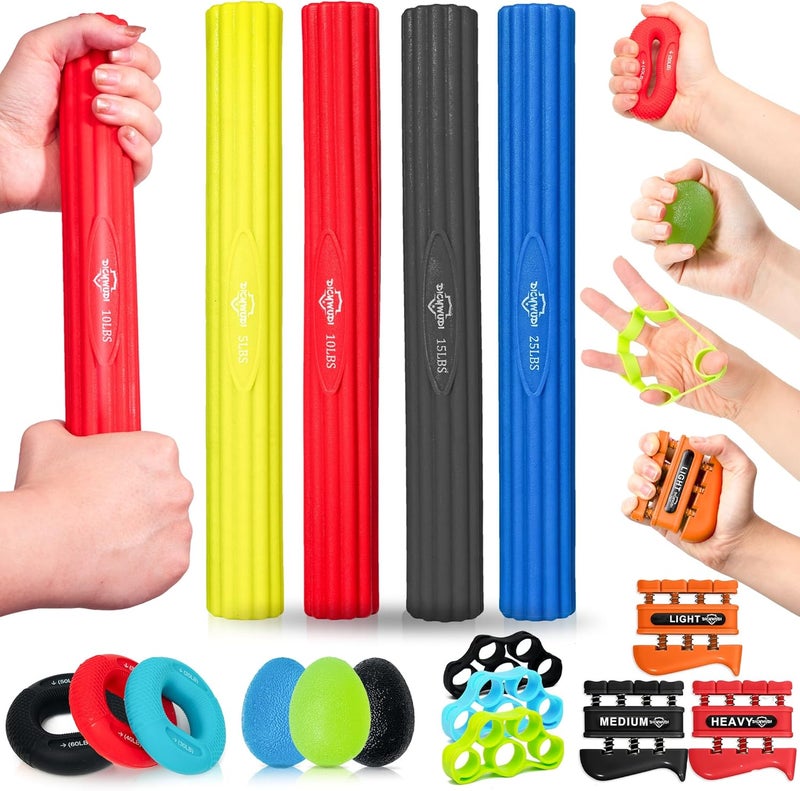 DICYWUDI Flex Therapy Bar and Grip Strength Trainers Set, Physical Therapy & Resistance Bar for Golfers Elbow,Tendinitis,Wrist,Forearms Pain, Improve Grip Strength and Relieve Pain - Image 1